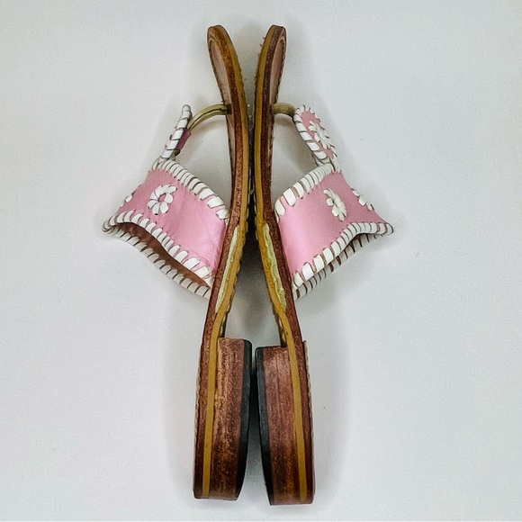 Jack Rogers Women’s Pink White Leather Jacks Flat Sandals Size 7 - Picture 8 of 10